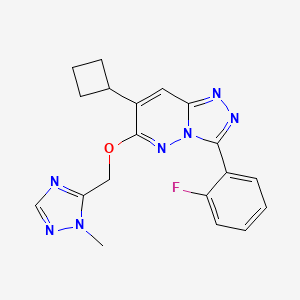 molecular formula C19H18FN7O B13336370 7-Cyclobutyl-3-(2-fluorophenyl)-6-((1-methyl-1H-1,2,4-triazol-5-yl)methoxy)-[1,2,4]triazolo[4,3-b]pyridazine 