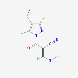 molecular formula C13H18N4O B13336443 (E)-3-(dimethylamino)-2-(4-ethyl-3,5-dimethylpyrazole-1-carbonyl)prop-2-enenitrile 