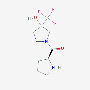 molecular formula C10H15F3N2O2 B13336446 1-(L-Prolyl)-3-hydroxy-3-(trifluoromethyl)pyrrolidine 