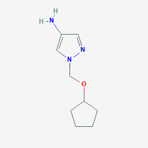 molecular formula C9H15N3O B13336548 1-[(Cyclopentyloxy)methyl]-1H-pyrazol-4-amine 