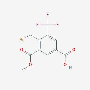 molecular formula C11H8BrF3O4 B13336560 4-(Bromomethyl)-3-(methoxycarbonyl)-5-(trifluoromethyl)benzoic acid 