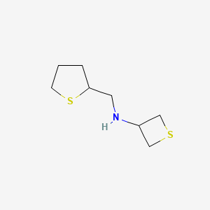 molecular formula C8H15NS2 B13336618 N-((Tetrahydrothiophen-2-yl)methyl)thietan-3-amine 