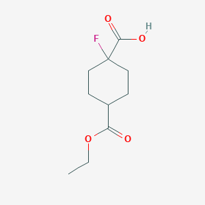 molecular formula C10H15FO4 B13336650 4-(Ethoxycarbonyl)-1-fluorocyclohexane-1-carboxylic acid 