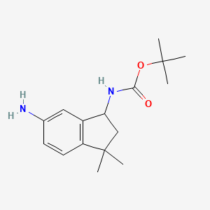 molecular formula C16H24N2O2 B13336722 tert-butyl N-(6-amino-3,3-dimethyl-2,3-dihydro-1H-inden-1-yl)carbamate 