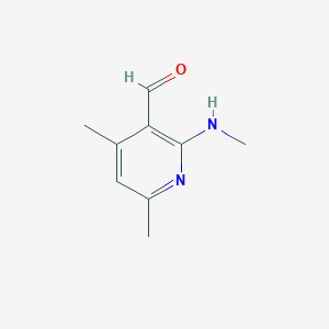 molecular formula C9H12N2O B13336745 4,6-Dimethyl-2-(methylamino)nicotinaldehyde 