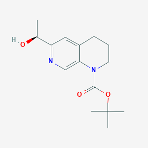 molecular formula C15H22N2O3 B13336762 tert-Butyl (S)-6-(1-hydroxyethyl)-3,4-dihydro-1,7-naphthyridine-1(2H)-carboxylate 