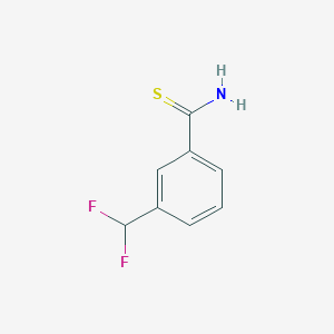 molecular formula C8H7F2NS B13336798 3-(Difluoromethyl)benzene-1-carbothioamide 