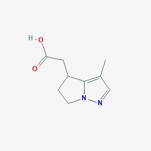 molecular formula C9H12N2O2 B13336851 2-(3-Methyl-5,6-dihydro-4H-pyrrolo[1,2-b]pyrazol-4-yl)acetic acid 