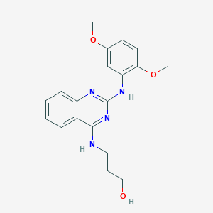 molecular formula C19H22N4O3 B13336870 3-((2-((2,5-Dimethoxyphenyl)amino)quinazolin-4-yl)amino)propan-1-ol 