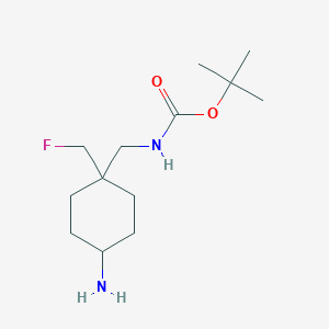 molecular formula C13H25FN2O2 B13336955 tert-Butyl ((4-amino-1-(fluoromethyl)cyclohexyl)methyl)carbamate 