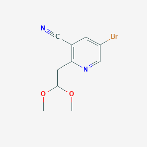 molecular formula C10H11BrN2O2 B13337040 5-Bromo-2-(2,2-dimethoxyethyl)pyridine-3-carbonitrile 