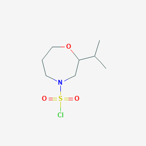 molecular formula C8H16ClNO3S B13337095 2-(Propan-2-yl)-1,4-oxazepane-4-sulfonyl chloride 