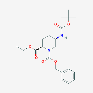 molecular formula C21H30N2O6 B13337170 1-Benzyl 2-ethyl (2S,5S)-5-((tert-butoxycarbonyl)amino)piperidine-1,2-dicarboxylate 