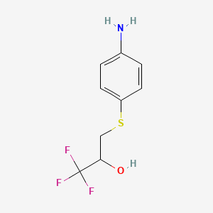 molecular formula C9H10F3NOS B13337202 3-((4-Aminophenyl)thio)-1,1,1-trifluoropropan-2-ol 