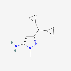 molecular formula C11H17N3 B13337204 3-(Dicyclopropylmethyl)-1-methyl-1H-pyrazol-5-amine 