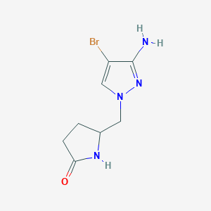 molecular formula C8H11BrN4O B13337240 5-[(3-Amino-4-bromo-1H-pyrazol-1-yl)methyl]pyrrolidin-2-one 