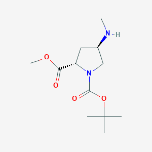 molecular formula C12H22N2O4 B13337246 1-(tert-Butyl) 2-methyl (2S,4R)-4-(methylamino)pyrrolidine-1,2-dicarboxylate 