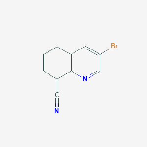 molecular formula C10H9BrN2 B13337279 3-Bromo-5,6,7,8-tetrahydroquinoline-8-carbonitrile 