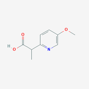 molecular formula C9H11NO3 B13337301 2-(5-Methoxypyridin-2-yl)propanoic acid 