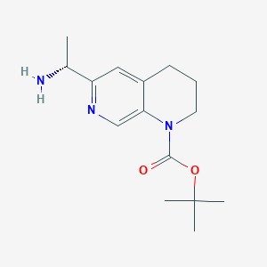 molecular formula C15H23N3O2 B13337327 tert-Butyl (R)-6-(1-aminoethyl)-3,4-dihydro-1,7-naphthyridine-1(2H)-carboxylate 