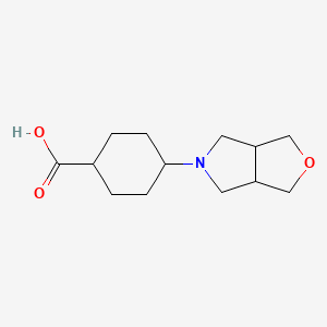 molecular formula C13H21NO3 B13337338 4-(tetrahydro-1H-furo[3,4-c]pyrrol-5(3H)-yl)cyclohexane-1-carboxylic acid 