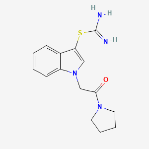 molecular formula C15H18N4OS B13337356 1-(2-Oxo-2-(pyrrolidin-1-yl)ethyl)-1H-indol-3-yl carbamimidothioate 