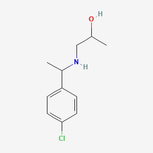 molecular formula C11H16ClNO B13337525 1-{[1-(4-Chlorophenyl)ethyl]amino}propan-2-ol 