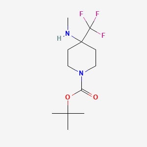 molecular formula C12H21F3N2O2 B13337579 tert-Butyl 4-(methylamino)-4-(trifluoromethyl)piperidine-1-carboxylate 