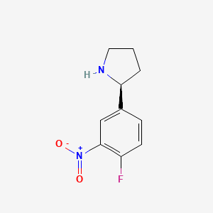 molecular formula C10H11FN2O2 B13337583 (S)-2-(4-Fluoro-3-nitrophenyl)pyrrolidine 