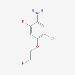 molecular formula C8H8ClF2NO B13337620 5-Chloro-2-fluoro-4-(2-fluoroethoxy)aniline 