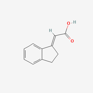 molecular formula C11H10O2 B13337651 (E)-2-(2,3-Dihydro-1H-inden-1-ylidene)acetic acid 