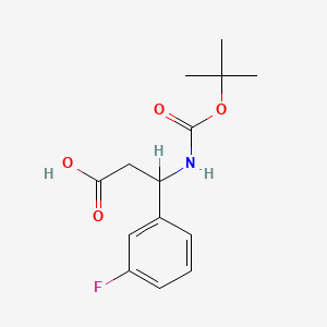 molecular formula C14H18FNO4 B1333766 3-[(Tert-butoxycarbonyl)amino]-3-(3-fluorophenyl)propanoic acid CAS No. 284493-59-0