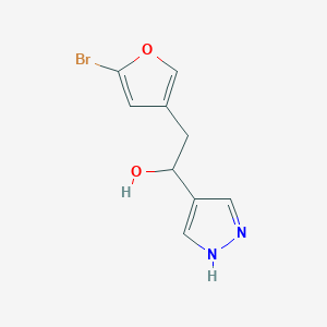 molecular formula C9H9BrN2O2 B13337662 2-(5-Bromofuran-3-yl)-1-(1H-pyrazol-4-yl)ethan-1-ol 