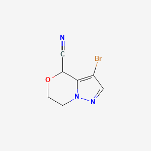 molecular formula C7H6BrN3O B13337737 3-Bromo-6,7-dihydro-4H-pyrazolo[5,1-c][1,4]oxazine-4-carbonitrile 