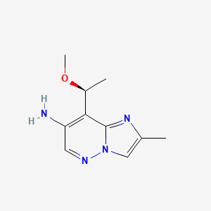 molecular formula C10H14N4O B13337748 (S)-8-(1-Methoxyethyl)-2-methylimidazo[1,2-b]pyridazin-7-amine 