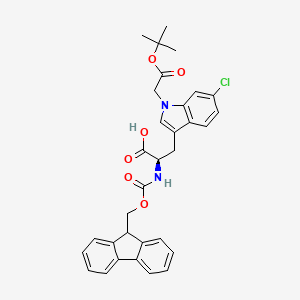 molecular formula C32H31ClN2O6 B13337792 (R)-2-((((9H-Fluoren-9-yl)methoxy)carbonyl)amino)-3-(1-(2-(tert-butoxy)-2-oxoethyl)-6-chloro-1H-indol-3-yl)propanoic acid 