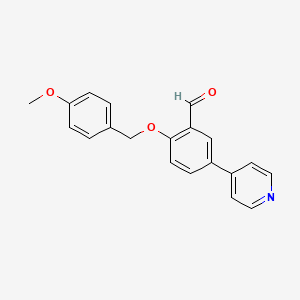 molecular formula C20H17NO3 B13337799 2-((4-Methoxybenzyl)oxy)-5-(pyridin-4-yl)benzaldehyde 