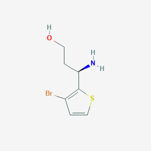 molecular formula C7H10BrNOS B13337855 (3R)-3-Amino-3-(3-bromo(2-thienyl))propan-1-OL 