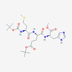 molecular formula C26H43N5O8S B13337860 Methyl (6S,9S,12R)-12-((1H-imidazol-5-yl)methyl)-9-(3-(tert-butoxy)-3-oxopropyl)-2,2-dimethyl-6-(2-(methylthio)ethyl)-4,7,10-trioxo-3-oxa-5,8,11-triazatridecan-13-oate 