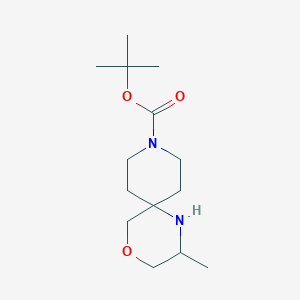 molecular formula C14H26N2O3 B13337921 tert-Butyl 2-methyl-4-oxa-1,9-diazaspiro[5.5]undecane-9-carboxylate 