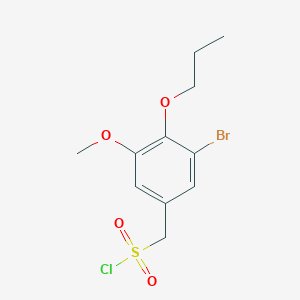 molecular formula C11H14BrClO4S B13337934 (3-Bromo-5-methoxy-4-propoxyphenyl)methanesulfonyl chloride 