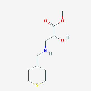 molecular formula C10H19NO3S B13337950 Methyl 2-hydroxy-3-(((tetrahydro-2H-thiopyran-4-yl)methyl)amino)propanoate 