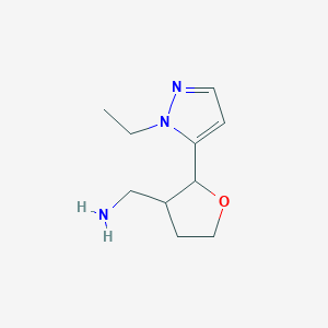 molecular formula C10H17N3O B13338047 (2-(1-Ethyl-1H-pyrazol-5-yl)tetrahydrofuran-3-yl)methanamine 