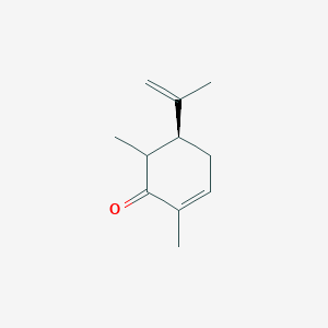 molecular formula C11H16O B13338073 2-Cyclohexen-1-one, 2,6-dimethyl-5-(1-methylethenyl)-, (5S)- CAS No. 158930-44-0