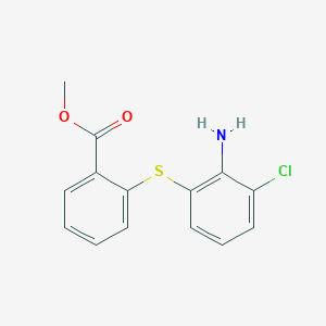 molecular formula C14H12ClNO2S B13338107 Methyl 2-((2-amino-3-chlorophenyl)thio)benzoate 