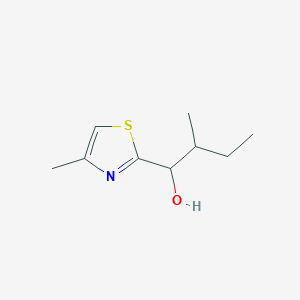 molecular formula C9H15NOS B13338139 2-Methyl-1-(4-methyl-1,3-thiazol-2-yl)butan-1-ol 