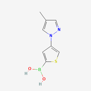 molecular formula C8H9BN2O2S B13338170 (4-(4-Methyl-1H-pyrazol-1-yl)thiophen-2-yl)boronic acid 