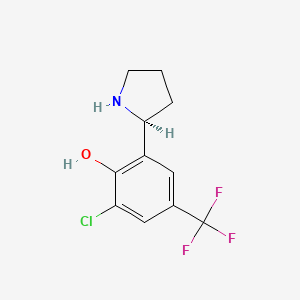 molecular formula C11H11ClF3NO B13338179 (S)-2-Chloro-6-(pyrrolidin-2-yl)-4-(trifluoromethyl)phenol 