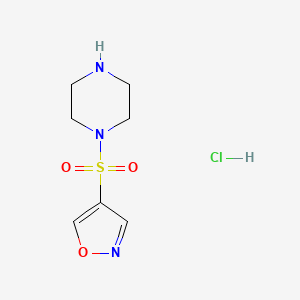 molecular formula C7H12ClN3O3S B13338184 1-(Isoxazol-4-ylsulfonyl)piperazine hydrochloride 