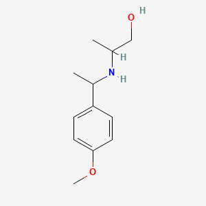 molecular formula C12H19NO2 B13338195 2-{[1-(4-Methoxyphenyl)ethyl]amino}propan-1-ol 